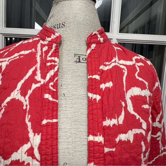 Chico’s Quilted Blazer Jacket Womens Size 0 Reversible Open Front Coral - Picture 7 of 11